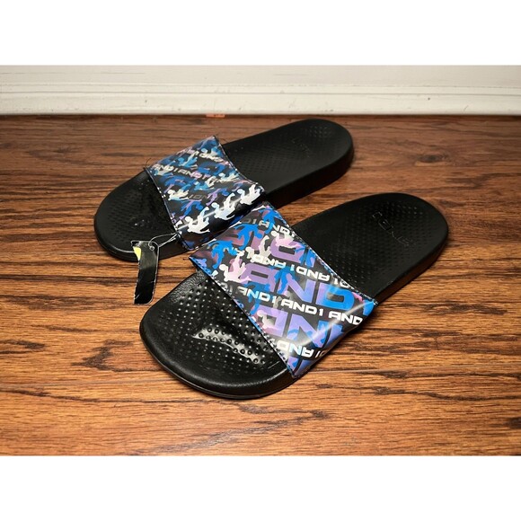 AND1 Slides Shoes Mens Size 10 Comfort Slip On Sandals Basketball Camo - Picture 1 of 3